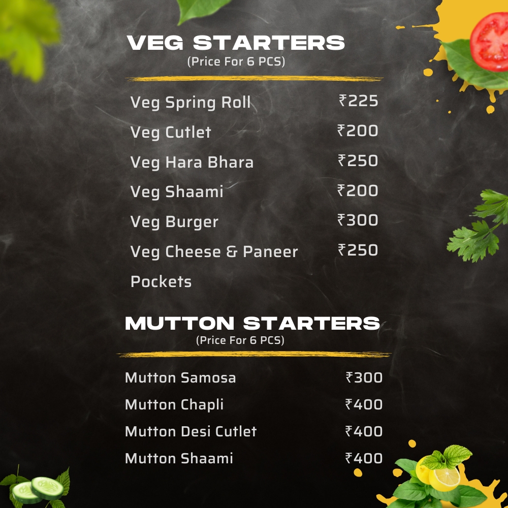 VEG & Mutton STARTERS MENU